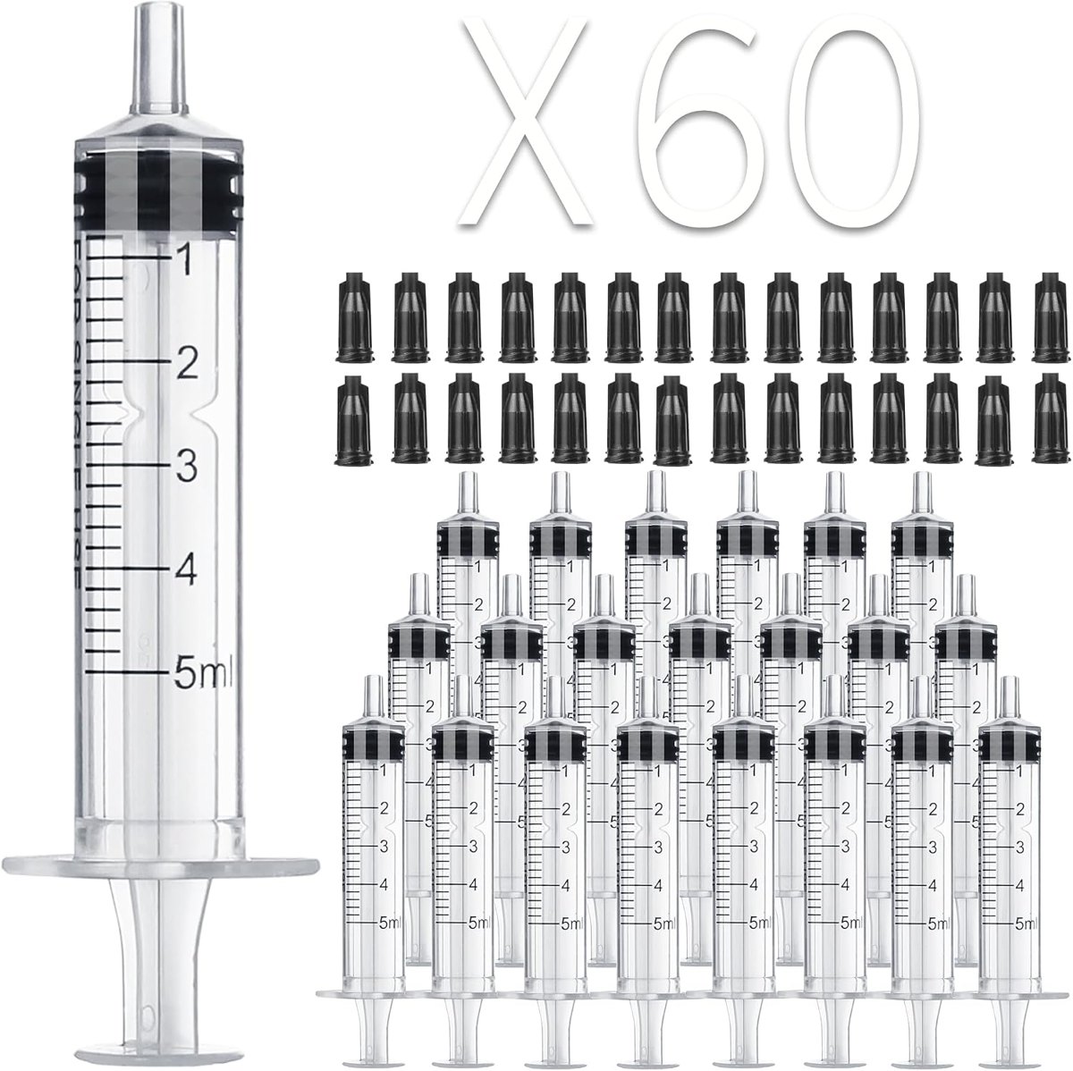 Foosi 5 mL Syringe With Cap, 60 Pack