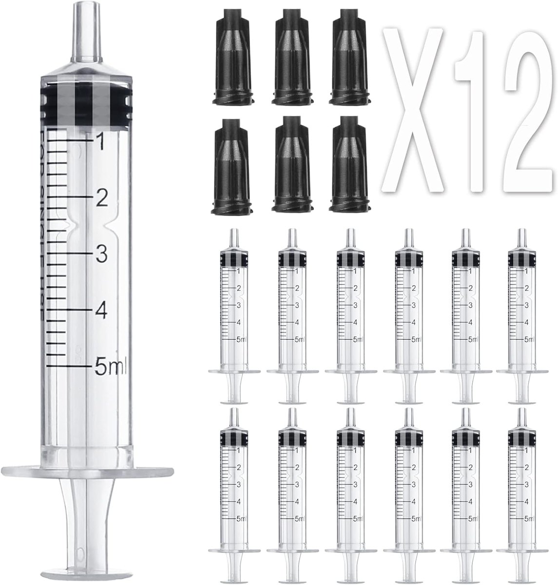 Foosi 5 mL Syringe Without Needle, 12 Pack