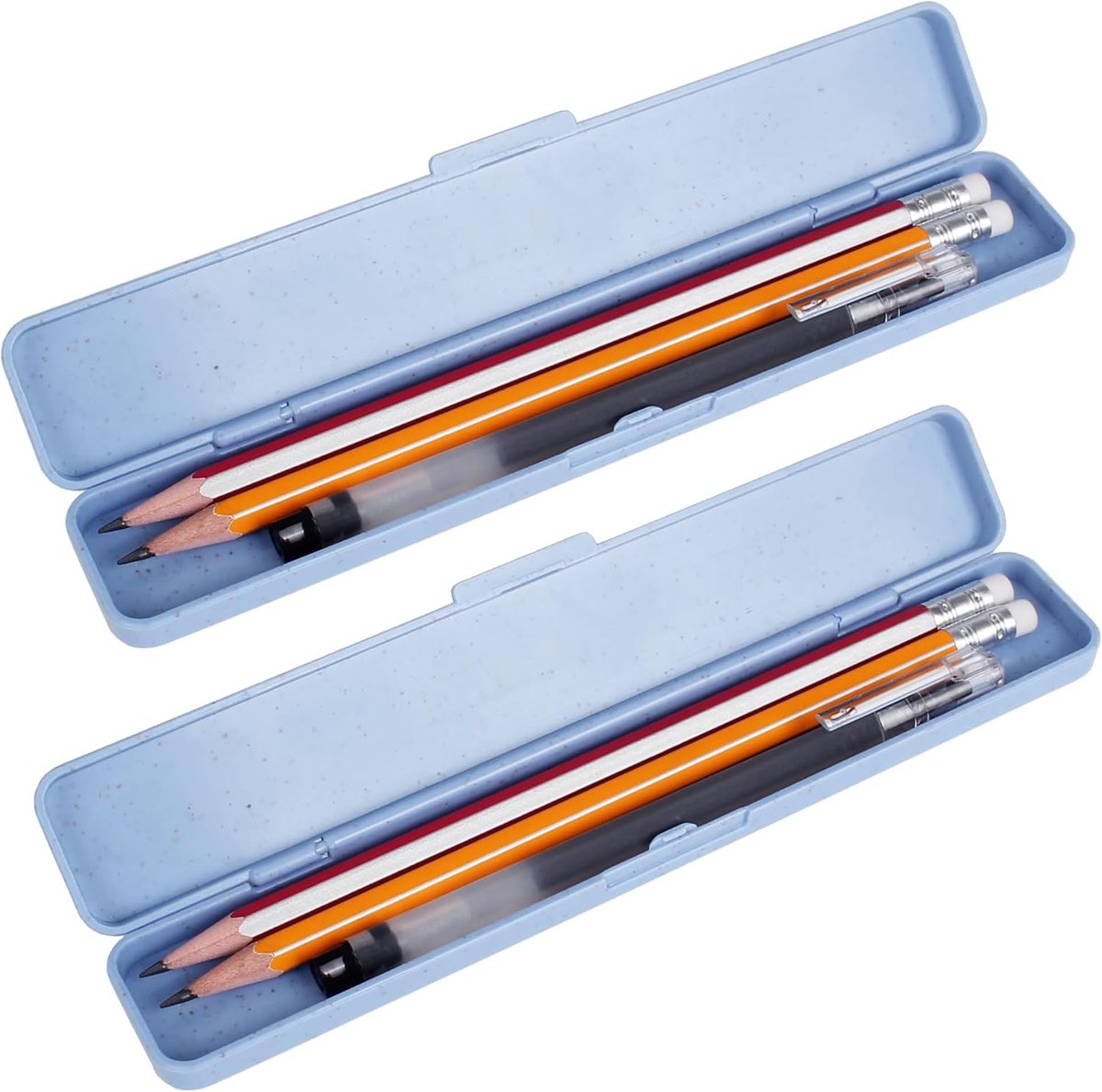 Foosi Small Hard Plastic Pencil Case, 2 Pack